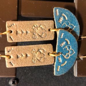 Hand stamped leather earrings